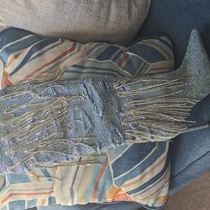 New Never Worn Azalea Wang Women's Heeled Boots - Denim 4 Inch Heel